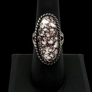 Navajo Native American Sterling Silver Natural Wild Horse Turquoise Ring 7